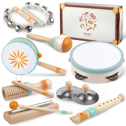 Toddlers Musical Instruments-Baby Montessori Wooden Musical Toys for Toddlers 1-3 Year Old,Kids Percussion Instruments Toy for Preschool Kids,Christmas Birthday Gift for Baby Boys Girls