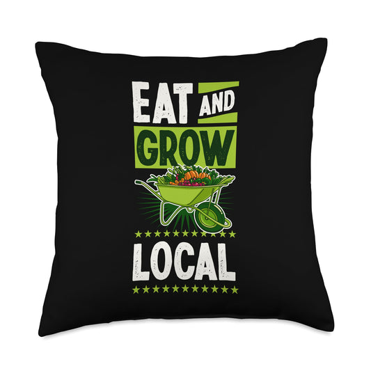 Eat And Grow Local Wheelbarrow Of Garden Vegetables Throw Pillow