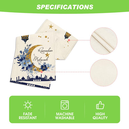 Artoid Mode Castle Lantern Flower Ramadan Table Runner, Seasonal Kitchen Dining Table Decoration for Home Party Decor 13x72 Inch