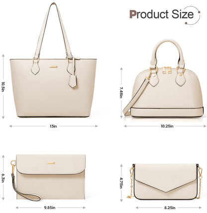 4PCS Women Fashion Handbags Purses Wallet Shoulder Bags Casual Tote Bag Crossbody Bags, Handbag Set Gift for Ladies Girls