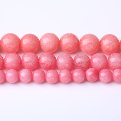 60PCS 6MM Natural Pink Jade Stone Beads Energy Healing Beads for DIY Jewelry Bracelet Necklace Making for Jewelry Making15Inch