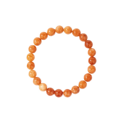 Natural Orange Calcite Bracelet for Women, Sun Stone Healing Crystal Adjustable Stretchy 8mm Round Beads Bracelets Reiki Chakra Man Jewelry Gifts (Orange Calcite 2Pcs)