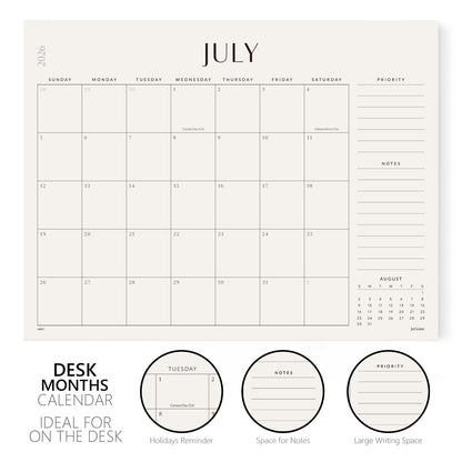 Jotsome Large Desk Calendar 2026-2027, Desk Pad Calendar From Now to June 2027 22x17 inch, Desk Blotter Calendar for Home and Office, Easy Planning (Beige, 17" x 22")