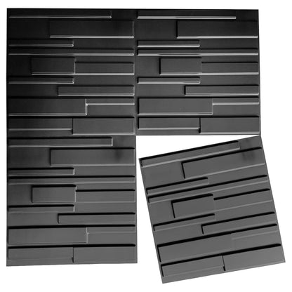 Art3d Decorative 3D Wall Panels 12 Pack 19.7" x 19.7" Creative Wall Panel for Indoor Decoration, Carbon Black