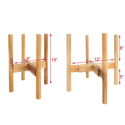 SOTECH Plant Stand Wood Flower Pot Holder Adjustable 8 to 12 inches, Bamboo Modern Plant Stand 15 inches in Height, Fit 8 9 10 11 12 inch Pots Pot & Plant Not Included Potted Stand Display Rack