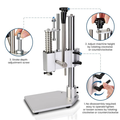 Aluminum Alloy Manual Press,Precision Punching Machine for electronic component,Leather,Jewelry,Laboratory Projects,beauty industry,Riveting,Punching,Cutting,Sealing,Disassembly (Aluminum Alloy Press)