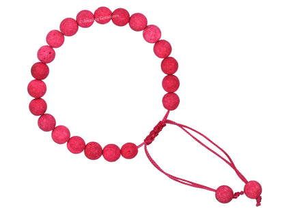 Amazing Gemstone Pink Lava Bracelet, Gifts For Men & Women - Protection Healing Crystal Bracelet - 8mm Gemstone Beaded Adjustable Bracelet, Pulseras Para Hombres Mujer Stocking Stuffers