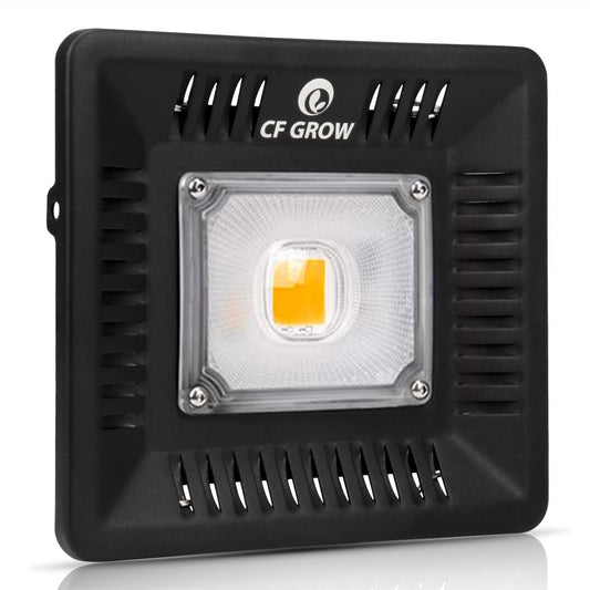 Waterproof 100W LED Grow Light Full Spectrum, CFGROW 3500K White COB LED Grow Light, Natural Heat Dissipation Without Noise, Suitable for Plants All Growing Stage Indoor or Outdoor.