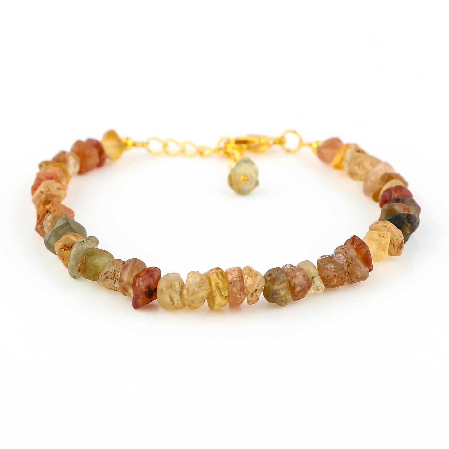 CRYSTALINES Genuine Raw Brown Zircon Gemstone Bracelet, Handmade Bohemian Jewelry, Rough Stone Gold Plated Bracelet, Chakra & Healing Crystals, Christmas Gift for Her (Size.7+1inch)