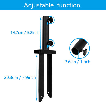 KSWLOR Flag Spike Ground Stake, Ajustable Metal Flag Pole Stakes, Feather Flag Stake Base, Ground Spike Flag Pole Holder, Ground Outdoor Banner Stakes for Garden Lawn Suitable for 0.5-1 inch Rods