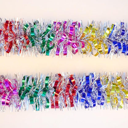 33Ft Christmas Tinsel Garland Shiny Thick Tinsel Decor Xmas Tree Decorations Metallic Twist Foil Garland for Birthday Teachers' Day New Year Parties Indoor Outdoor Party Supplies - Colourful 1