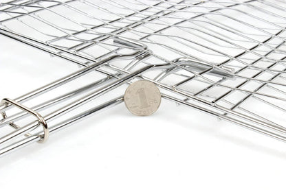 Barbeque Grill Basket, Portable BBQ Grilling Baskets with Long Handle, Stainless Steel Grilling Basket for Fish Vegetables Steak Shrimp Chops Outdoor Grill Tool Accessories
