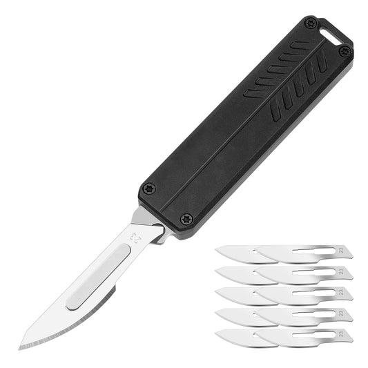 coldown Utility Knife, Pocket Knife with Clip, Box Cutter Knives, EDC Scalpel Knife, 10 Extra Carbon Steel Replacement Blades #23, Great EDC Gadget Gift for Men Women