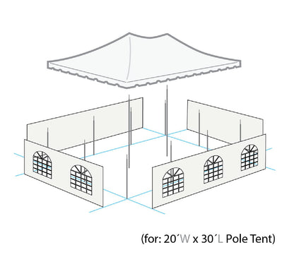 Party Tents Direct 20'x 30' Weekender Canopy Pole Tent with Sidewalls - Easy Up Canopy Tent with 120 Person Capacity - Outdoor Canopies for Parties, Weddings, and Events (Yellow/White)
