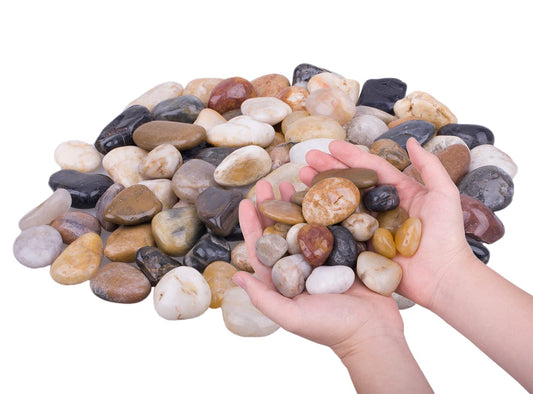 HOT SEAL 12 lb Mixed Color River Rock Stones 1~1.5", Natural Decorative Highly Polished Pebbles, Indoor Decorative Stones for Plant, Aquariums, Landscaping, Garden Flower Bed, Vase Fillers