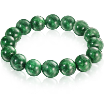 Handmade Natural Jade Beaded Bracelet for Women & Men – Genuine Green/White Jade Gemstone Stretch Bracelet – Lucky Energy Healing Jewelry Gift for Peace, Prosperity & Protection 1KHJ