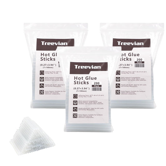 Treevian Mini Hot Glue Sticks 600PCS, Diameter 0.27 Inch, Length 4 Inches - All Temperatures，Hot Glue Gun and Hot Glue Stick Supplement Pack for DIY Craft and Gluing Projects
