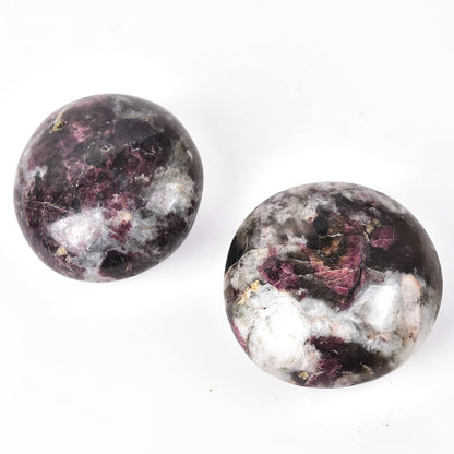 JIC Gem 2 Pcs Polished Rubellite Tourmaline Palm Stones Pocket Worry Stones Crystal Healing Irregular Gemstone Chakra Reiki 2 Inch