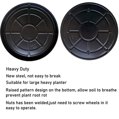 SIAMO 18" Heavy Duty Plant Caddy (470lbs Capacity)-Lockable Non-Scratch Swivel Casters Rolling Plant Stand Dolly Saucer for Large Ceramic Planters & Heavy Trees Indoor & Outdoor,Black,1-Pack
