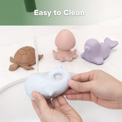 haakaa Ocean Squirter Baby Bath Toy- Mold Free Food Grade Silicone Bathtub Squirt Toys for Toddler 1-3, BPA-Free Squeeze Floating Bath Tub Toys for Babies & Infant 6-12 Months