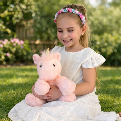 Laila and Lainey Pink Unicorn Stuffed Animal – 10” Fluffy Plush Unicorn with Gold Sparkly Horn for Girls