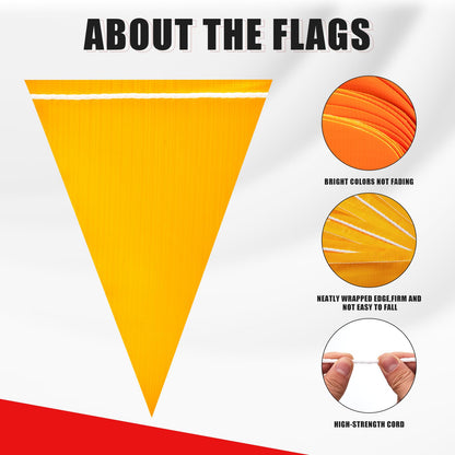 105FT Safety Warning Pennant Banner Flags – Multipurpose OSHA High Visibility Triangle Flags for outside fence, Roadwork, Party and Hazard Areas(YELLOW,45pcs,105FT)