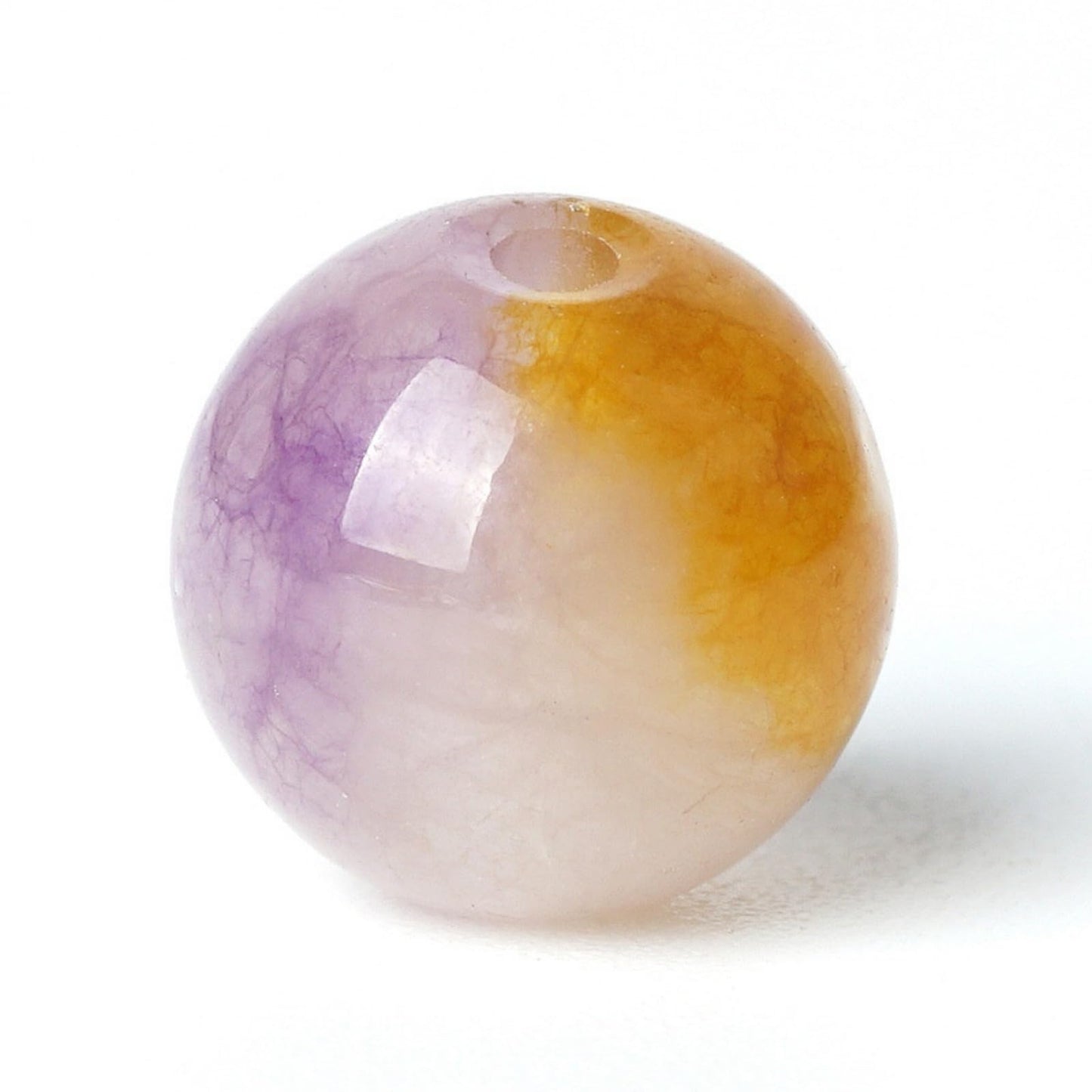100Pcs Natural Stone 8mm Puple Yellow Jasper Round Loose Gemstone Energy Healing Beads Hole Size 1mm DIY Smooth Beads for Bracelet Necklace Earrings Jewelry Making
