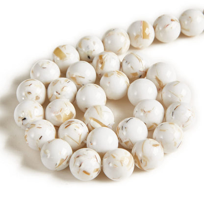100pcs 8mm White Shell Turquoise Beads Natural Gemstone Beads Round Loose Beads for Jewelry Making