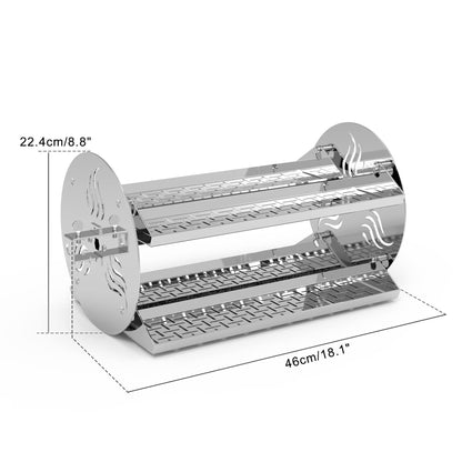onlyfire 18 inch Round Tumble Rotisserie Basket, Stainless Steel BBQ Rotisserie Rotating Tray for Grills, Fits for 1/2" & 3/8" Hexagon, 3/8" & 5/16" Square Spit Rods