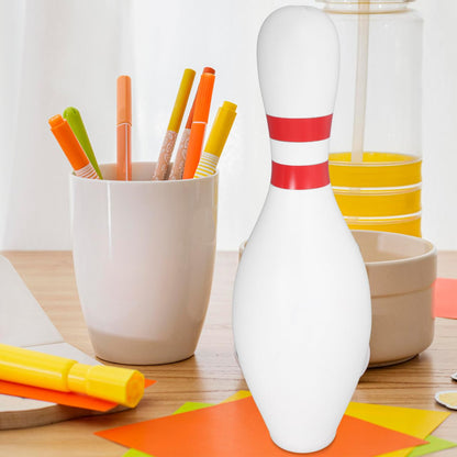 15 Inch Bowling Pin Piggy Bank for Kids, Large White Plastic Money Saving Jar, Unbreakable Coin Holder for Sports Theme Room Decor & Birthday Souvenir