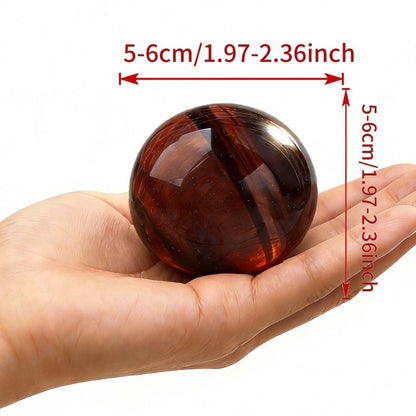 AierCrystal Natural Stone Crystal Sphere Feng Shui Home Decoration Ball Positive Energy Scrying Orb for Meditation Tool for Spiritual Space Purification Globe Diameter 5-6cm Red Tiger's Eye Sphere