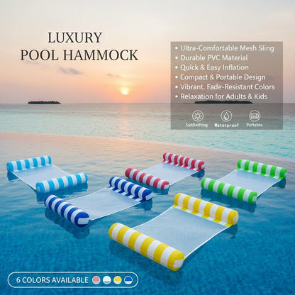 8 Pack Pool Hammock Upgrated Water Pool Floats, 4-in-1 (Hammock, Saddle, Lounge Chair, Drifter) Multi-Purpose Water Pool Float, Non-Stick PVC Material