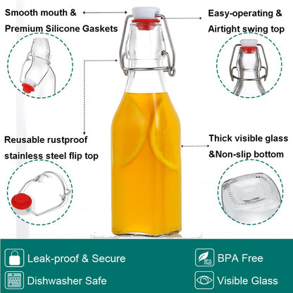 ZEBEIYU Swing Top Glass Bottles 8 oz with Airtight Lids for Home Brewing, Kombucha, Kefir, Vanilla Extract, Beer, Oil, Vinegar, Homemade Juices, Water,Soda Set of 9