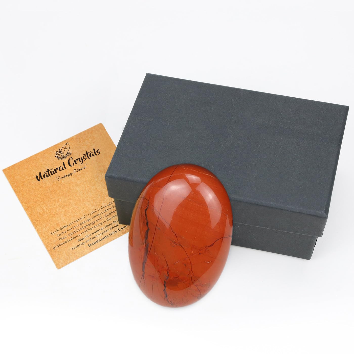 MAIBAOTA 2.4" Large Red Jasper Crystals Stone Polished Palm Stone Healing Crystals 0.7" Thick Natural Reiki Gemstone Worry Stone Energy Balancing Anxiety Stress Relief Meditation 1 Pc