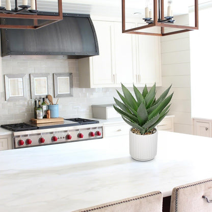 Hollyone Large Artificial Agave Plants 11.8“ Fake Succulents Potted Faux Aloe Vera Plant in White Pot Succulent Agave Plants for Desk Modern Office Living Room Table Shelf Home Indoor Outdoor Decor