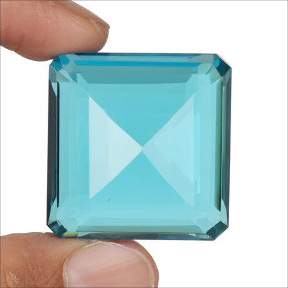 GEMHUB Gemstones For Jewelry Making 93.50 Ct Brazilian Swiss Blue Topaz Square Shape Loose Gemstone Crystals