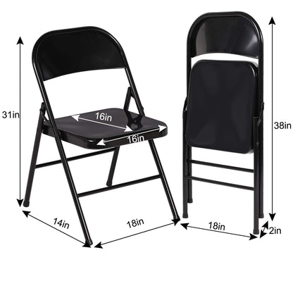 VECELO Metal Folding Chairs 4 Pack, Double Hinged Steel Frame Easy Foldable&Stackable for Office Kitchen Dinning Wedding Patio and Garden