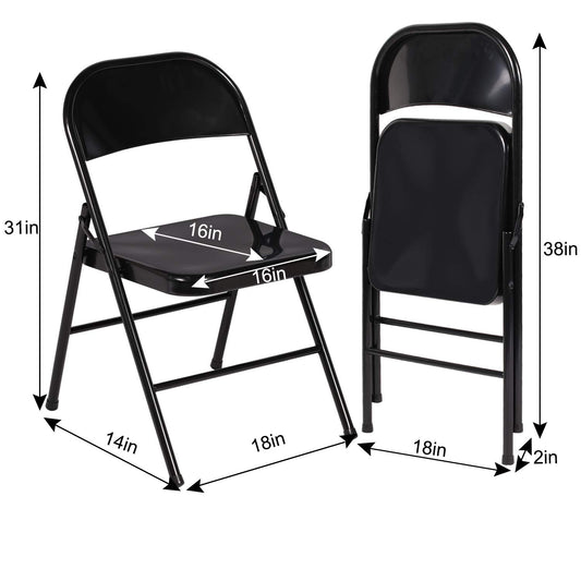 VECELO Metal Folding Chairs 4 Pack, Double Hinged Steel Frame Easy Foldable&Stackable for Office Kitchen Dinning Wedding Patio and Garden