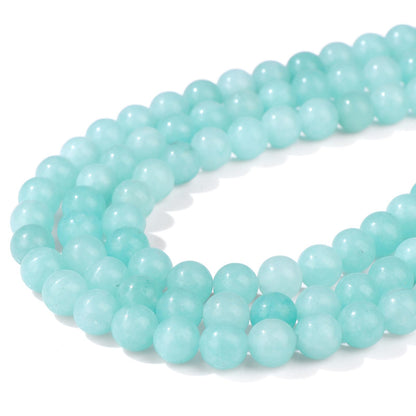 Risyfjew 100PCS 8mm Natural Aquamarine Beads Gemstone Round Loose Beads for Jewelry Making Chakra Crystal Stone Beads for Bracelets Necklace Earrings Making Supplies (100pcs/Strand)