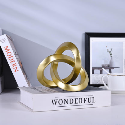 DOVDOV Gold Knot Decorative Sculpture, Gold Room Decor Aesthetics, Mobius Ring Statue for Shelves Living Room tv Cabinet Office Cabinet Above Coffee Table Decor Accents.