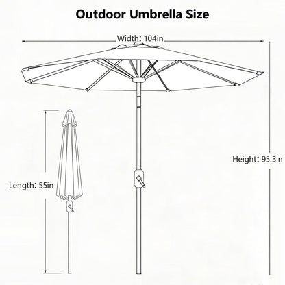 MAKE CHANGES 9FT Patio Umbrella 2 Pack, Set of 2 Outdoor Table Market Umbrella with Push Button Tilt & Crank, 8 Sturdy Ribs Waterproof UV Protection Fade-Resistant for Garden, Deck, Backyard, Pool