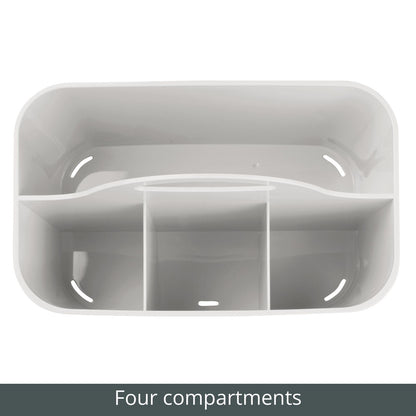 mDesign Plastic Small Office Storage Organizer Utility Tote Caddy with Handle for Cabinets, Desks, Workspaces - Holds Desktop Office Supplies, Pencils, Staplers Lumiere Collection, 2 Pack, Light Gray