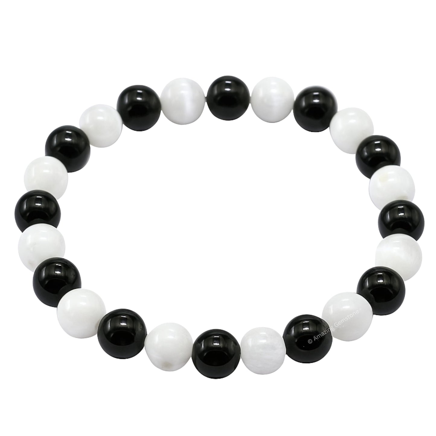 Amazing Gemstone Crystal Bracelet for Women Men's Gifts - Protection Healing Crystal Bracelet - 8mm Gemstone Beaded Stretchable Bracelet Pulseras Para Hombres Mujer Stocking Stuffers Mothers Day Gift (Black Tourmaline Selenite)