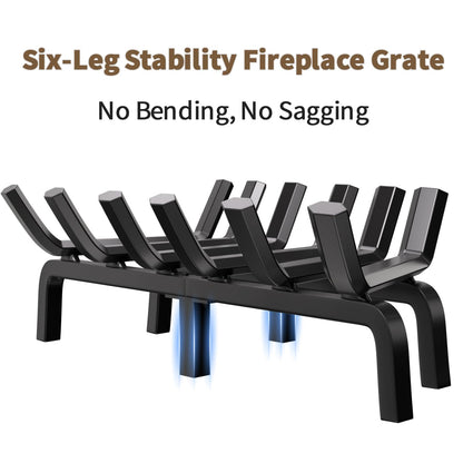 AMAGABELI GARDEN & HOME Fireplace Grate Log Holder 24 Inch Firewood Burning Rack Heavy Duty Wrought Iron Solid Steel for Chimney Hearth Fire Pit Outdoor Kindling Tools Wood Stove Accessories