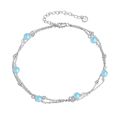 CRMAD Larimar Bracelet for Women Sterling Silver Beach Jewelry Gift for Women (larimar, bracelet 7+2'')