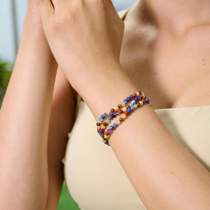 Farfume Chakra - Balance & Harmony - Beaded Bracelets for Women,Handmade Natural Stone 4mm Beads 925 Sterling Silver Stretch Bracelets, Chakra Crystal Gemstone Jewelry Gifts for Mom