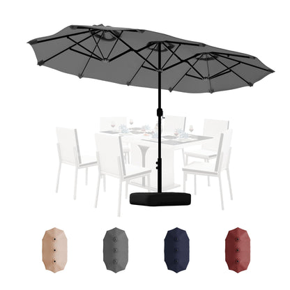 Shintenchi 13FT Large Patio Umbrella with Base Included, Outdoor Double-Sided Rectangular Shade with Crank Handle for Poolside Lawn, Deck & Garden, Gray