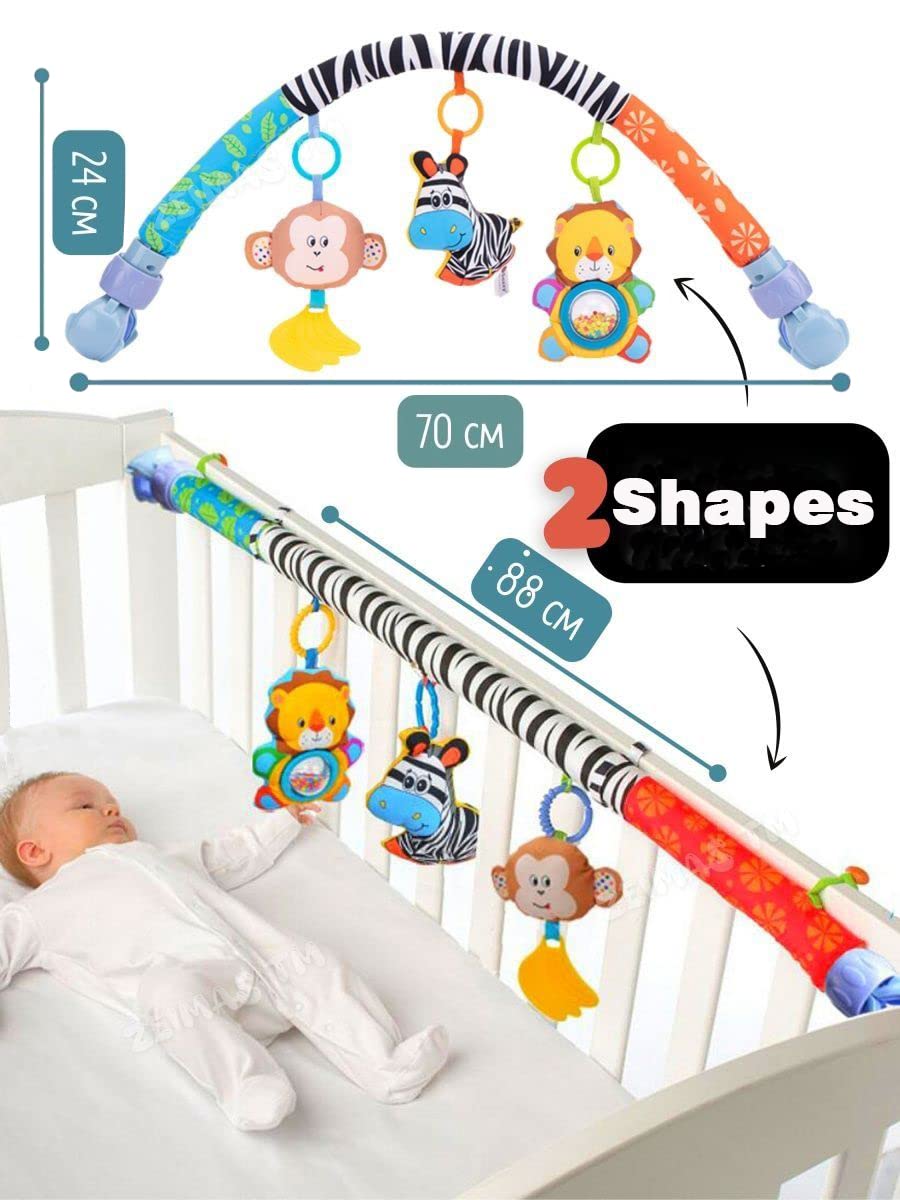 Pau1Hami1ton Baby Stroller Arch Toys, Car Seat Toys,Bouncer Toy Bar/Mobile for Bassinet,Adjustable Baby Hanging Toys Fit for Crib Bed,Stroller,Car Seat Gifts.S-19(Zebra)