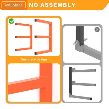 WALMANN Garage Wall Mounted Lumber Storage Rack, Overhead Heavy Duty One-Piece Design Lumber Rack for Woodworking Shop(1 Pair)