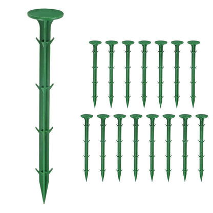 M METERXITY 16-Pack Survey Markers Garden Stakes, 7.9 x 1.3 Inch Plastic Low Profile Survey Stakes Property Line Markers Boundary Anchors Spikes for Tarpaulin/Lawn Border [Green]